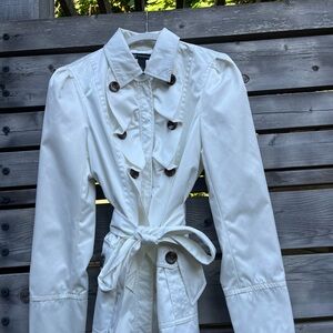 INC International Concepts White Trench Coat Classic Design